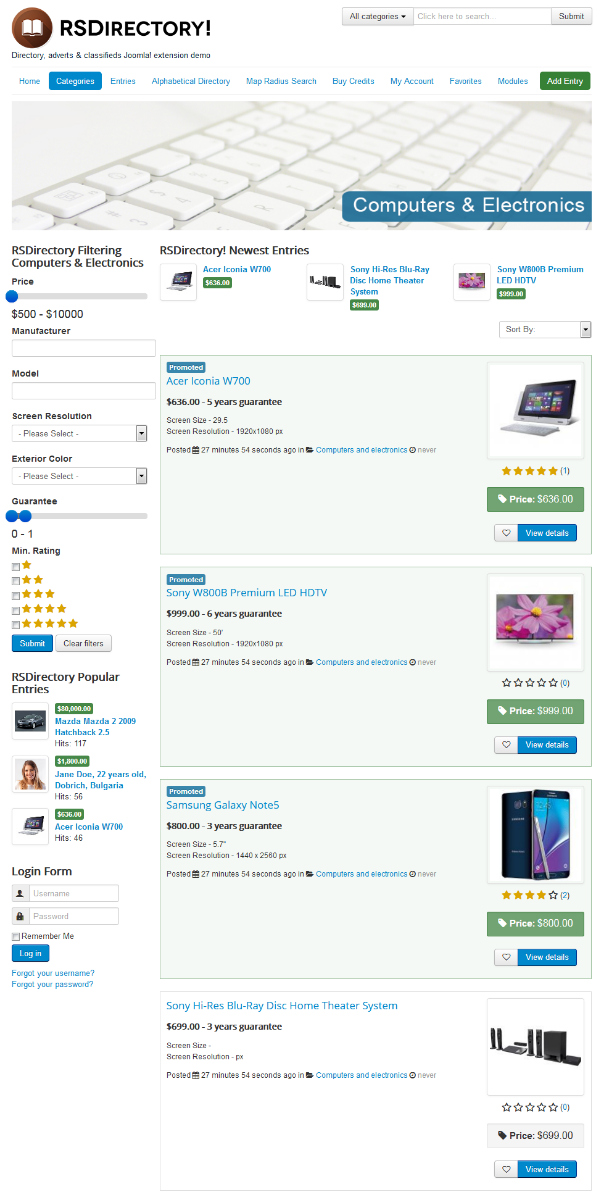 Système site Portail Annuaire web Médium